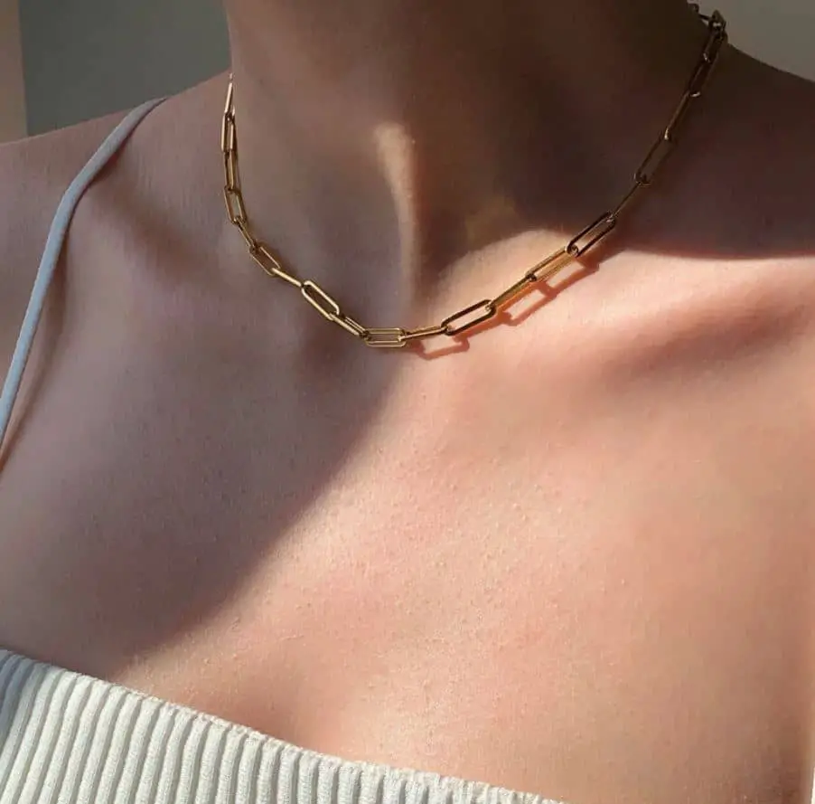 18K Gold Plated Paperclip Chain Necklace