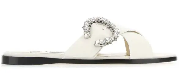 Jimmy Choo Crossover Strap Marle Crystal Buckle Sandals
