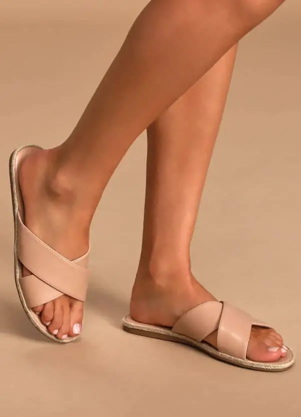 Nude Crossover Espadrille Slide Sandal